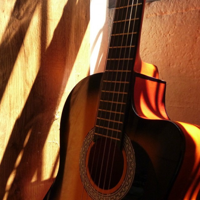 Tocar la guitarra con madera ecol&oacute;gica